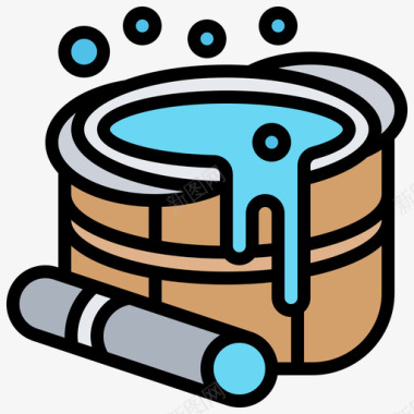 水桶水疗元素11线性颜色图标