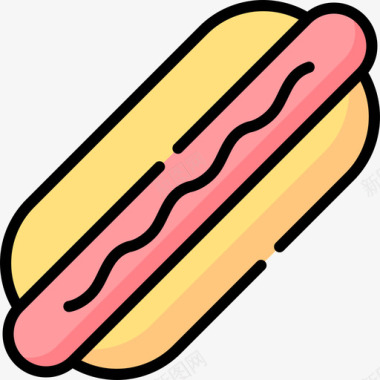 热狗烤肉57线性颜色图标