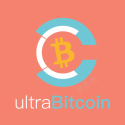 竖排标志ultraBitcoin黑底竖排LOG高清图片