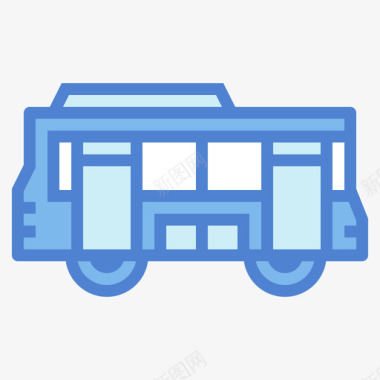 公共汽车5号车厢蓝色图标