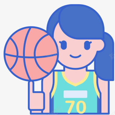篮球运动员篮球59线条颜色图标