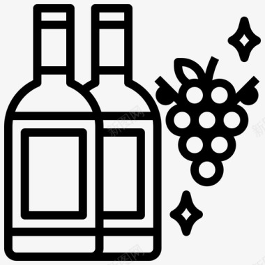 酒瓶葡萄酒15线性图标