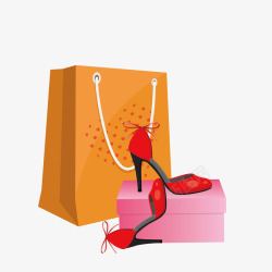 底盒购物袋礼物盒购物盒高跟鞋透明底高清图片