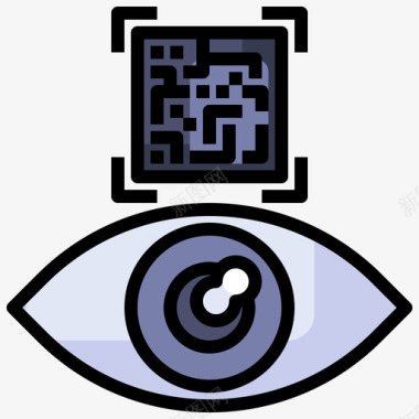 眼睛条形码和qr代码9线性颜色图标