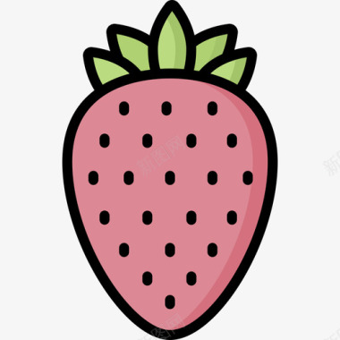 草莓健康食品51线性颜色图标