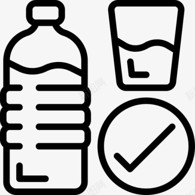 水饮食和健身3线性图标