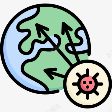 世界冠状病毒20线状颜色图标