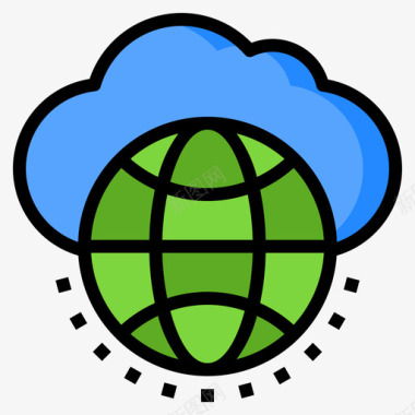 全球云技术44线性颜色图标