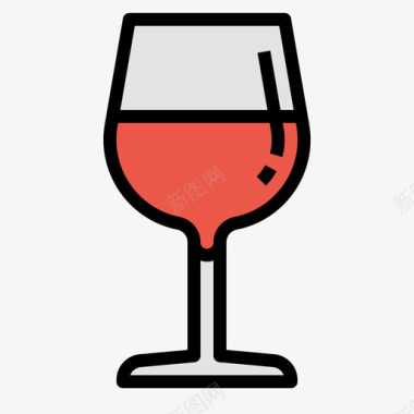 葡萄酒杯88号酒吧线性颜色图标