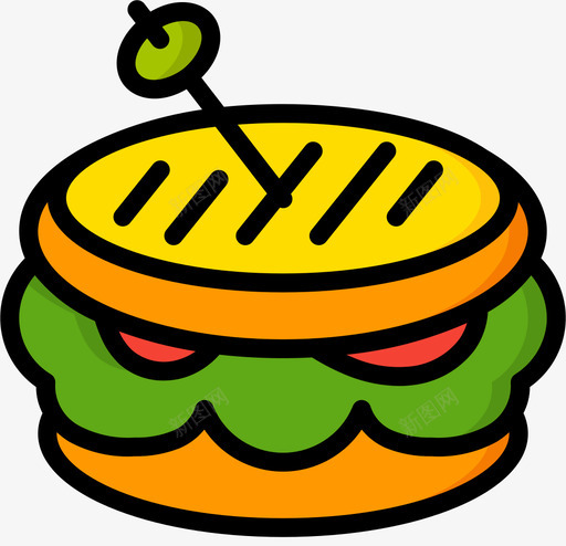 三明治街头食品15原色svg_新图网 https://ixintu.com 三明治 街头 食品 原色