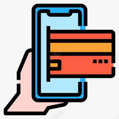 信用卡在线课程4线颜色图标