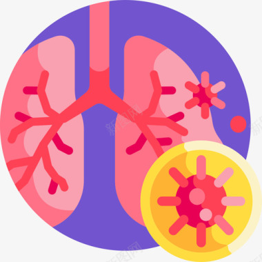 肺病毒传播14扁平圆形图标