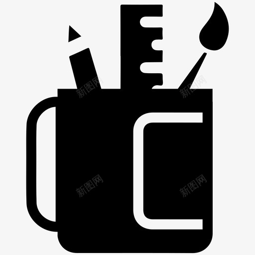 笔架毛笔铅笔svg_新图网 https://ixintu.com 笔架 毛笔 铅笔 尺子 知识