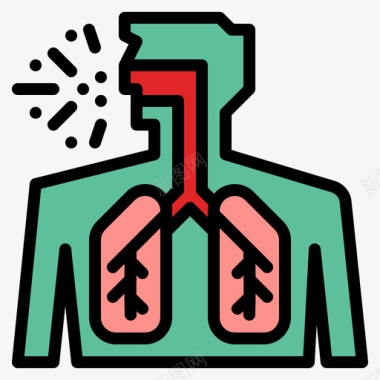 呼吸系统冠状病毒62线状颜色图标