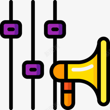 扩音器在线营销48线性颜色图标