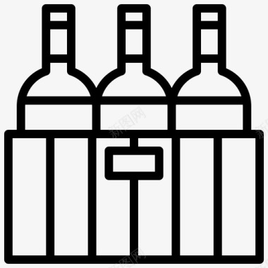 板条箱葡萄酒15线性图标