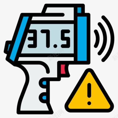 温度计冠状病毒62线性颜色图标