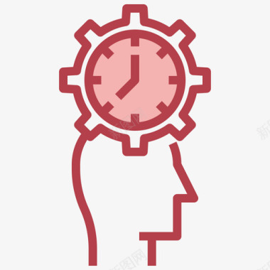 时间管理大脑进程9红色图标