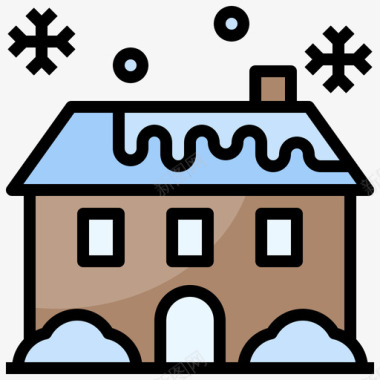 冬季小镇23号住宅线性颜色图标