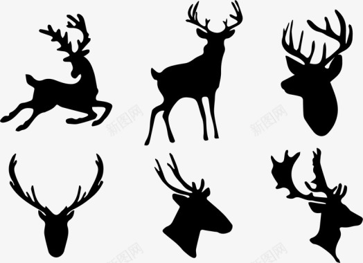 矢量鹿2图标剪影各种logo图标图标