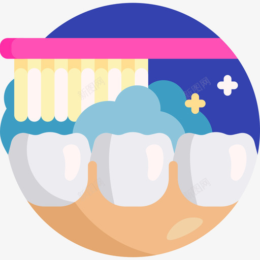 刷牙牙齿护理45扁平svg_新图网 https://ixintu.com 刷牙 牙齿 护理 扁平