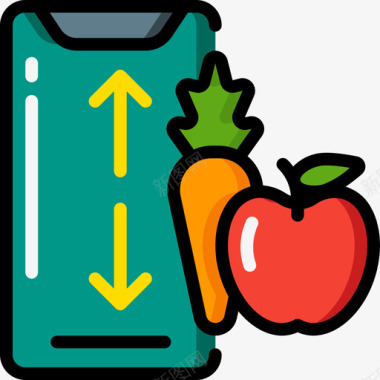 食品应用程序饮食与健身2线性颜色图标