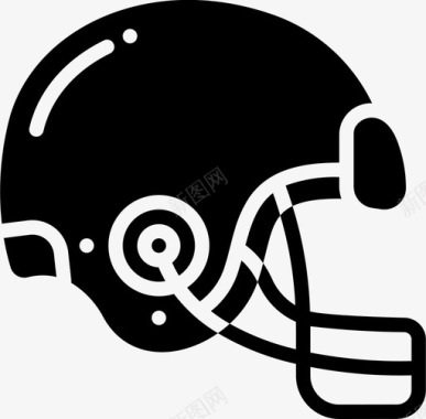 头盔美式橄榄球66实心图标