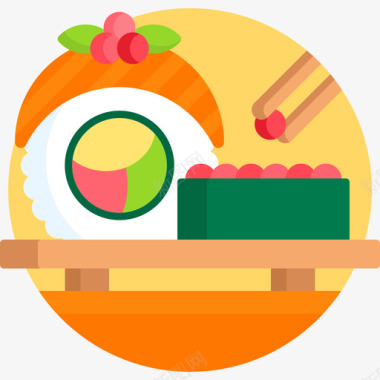 寿司美食45扁平图标