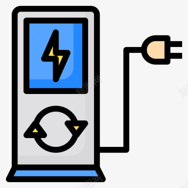 电站电动汽车6线性颜色图标