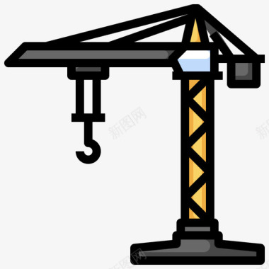 塔吊建筑和施工6线颜色图标
