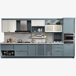 整体组装欧派整体橱柜定制厨柜组装家用北欧厨房贝加尔湖畔石英高清图片