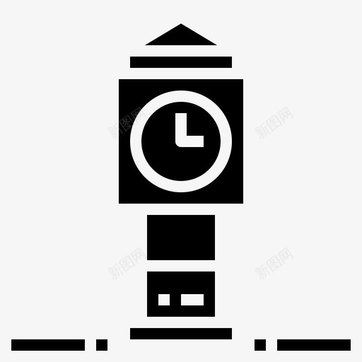 钟楼城市人svg_新图网 https://ixintu.com 城市 钟楼 街道 风格 元素 坚实