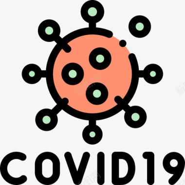 Covid19冠状病毒56线状颜色图标