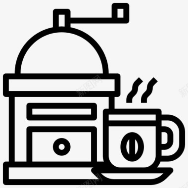 咖啡研磨机早餐63线性图标