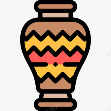 花瓶非洲23线性颜色图标