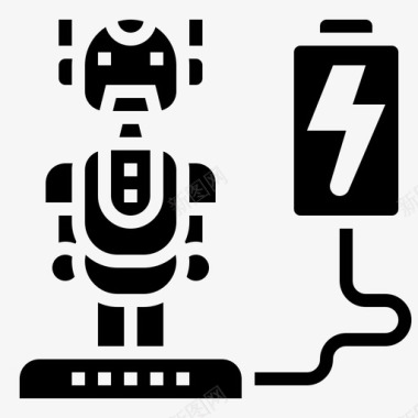 可充电机器人工程11字形图标