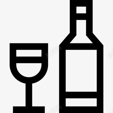酒瓶90号酒吧直线型图标