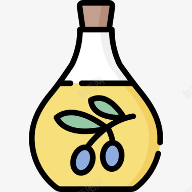 橄榄油健康食品51线性颜色图标