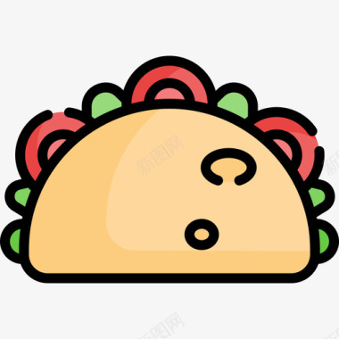 墨西哥玉米饼43线形颜色图标