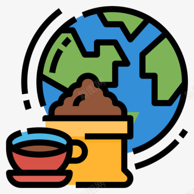 咖啡全球商务20线性颜色图标
