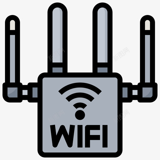 Wifi路由器计算机组件10线性颜色svg_新图网 https://ixintu.com Wifi 路由器 计算机 组件 线性 颜色