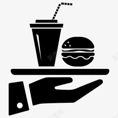 快餐汉堡和饮料自助餐厅图标