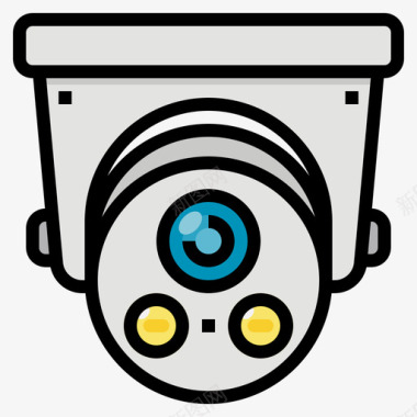 安全摄像头smarthome48线性彩色图标
