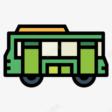 公共汽车9节车厢线颜色图标