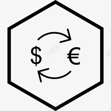 把欧元换成美元货币生意图标