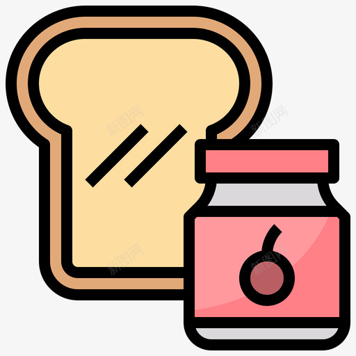 烤面包片早餐65线性颜色svg_新图网 https://ixintu.com 烤面包 面包片 早餐 线性 颜色
