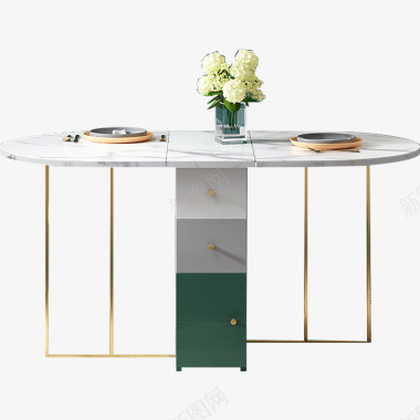 奕尚轻奢餐桌家用小户型现代绿色饭桌简约餐桌椅组合北图标