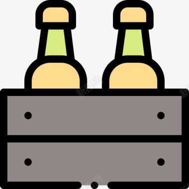 啤酒盒烧烤55线性颜色图标