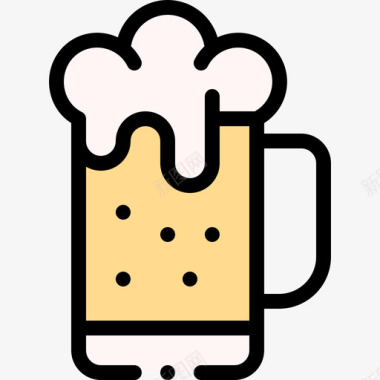 啤酒杯烧烤55线性颜色图标