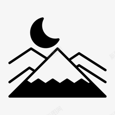 山上的月亮风景假日图标图标
